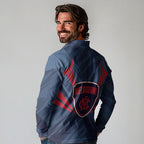 Melbourne Demons Australian Football Long Sleeve Polo Shirt Fierce Devil Mascot - Bold Team Colors
