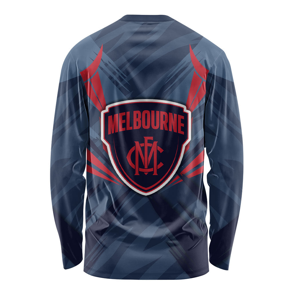 Melbourne Demons Australian Football Long Sleeve Shirt Fierce Devil Mascot - Bold Team Colors
