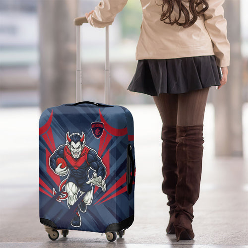 Melbourne Demons Australian Football Luggage Cover Fierce Devil Mascot - Bold Team Colors