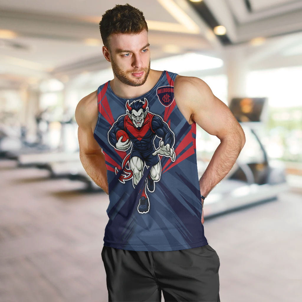 Melbourne Demons Australian Football Men Tank Top Fierce Devil Mascot - Bold Team Colors
