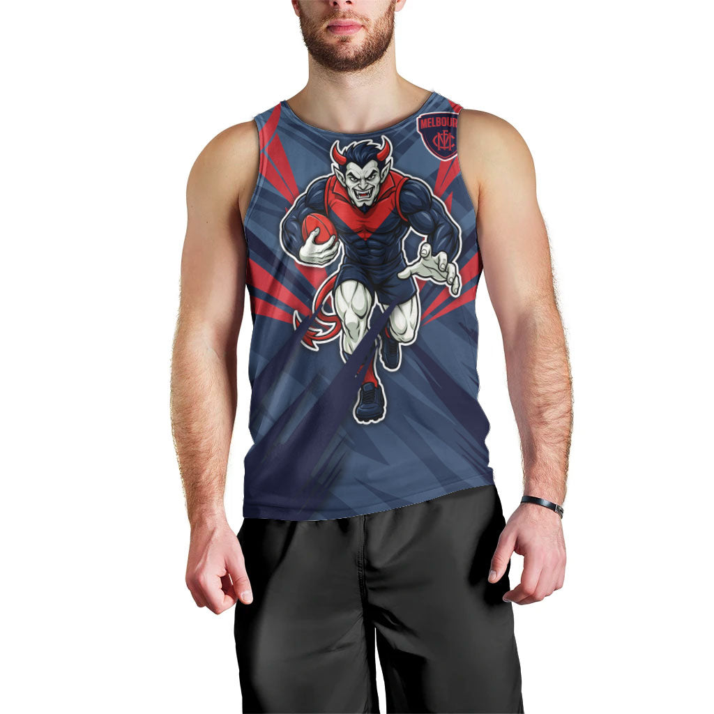 Melbourne Demons Australian Football Men Tank Top Fierce Devil Mascot - Bold Team Colors