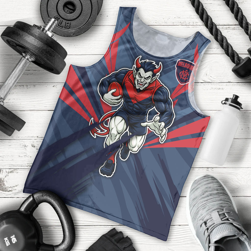 Melbourne Demons Australian Football Men Tank Top Fierce Devil Mascot - Bold Team Colors