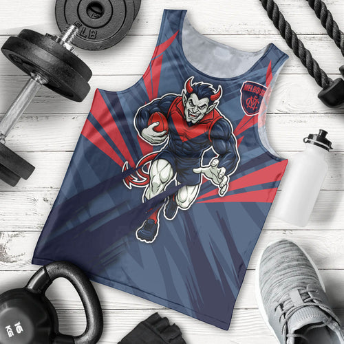 Melbourne Demons Australian Football Men Tank Top Fierce Devil Mascot - Bold Team Colors