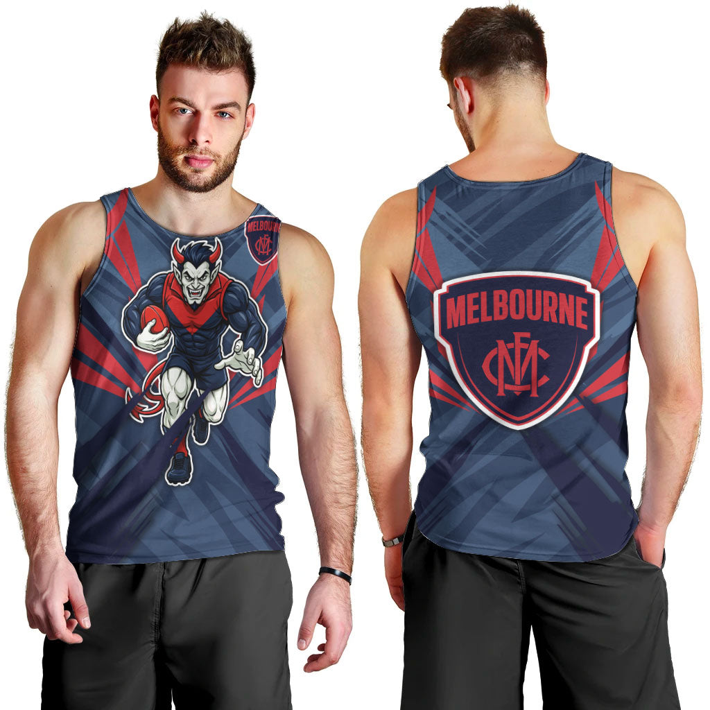 Melbourne Demons Australian Football Men Tank Top Fierce Devil Mascot - Bold Team Colors