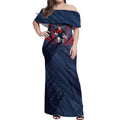Melbourne Demons Australian Football Off Shoulder Maxi Dress Fierce Devil Mascot - Bold Team Colors