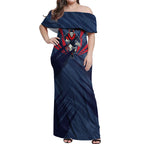 Melbourne Demons Australian Football Off Shoulder Maxi Dress Fierce Devil Mascot - Bold Team Colors