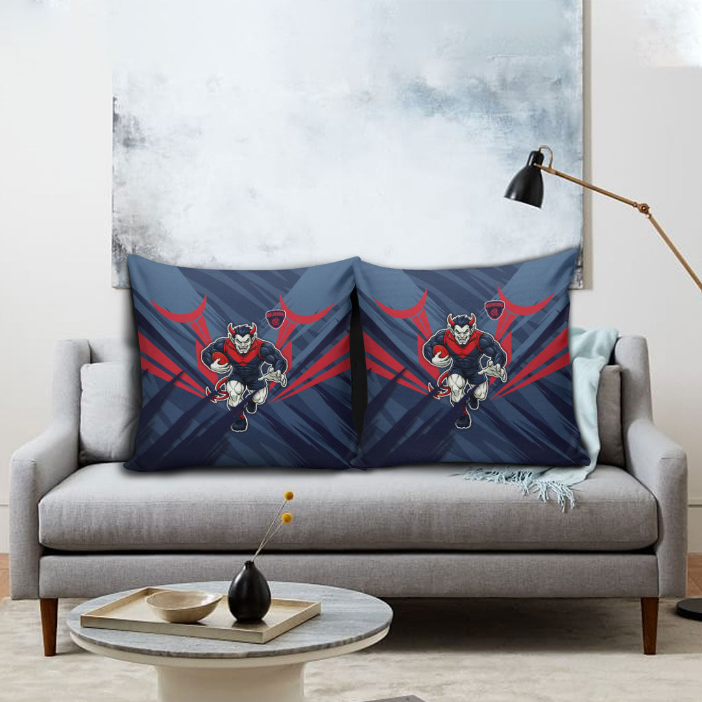 Melbourne Demons Australian Football Pillow Cover Fierce Devil Mascot - Bold Team Colors