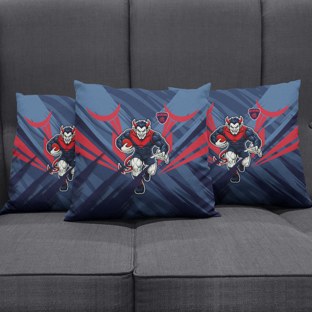 Melbourne Demons Australian Football Pillow Cover Fierce Devil Mascot - Bold Team Colors