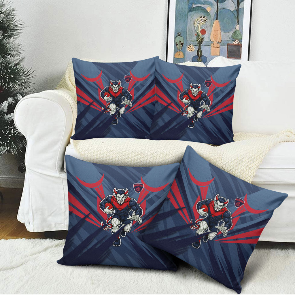 Melbourne Demons Australian Football Pillow Cover Fierce Devil Mascot - Bold Team Colors
