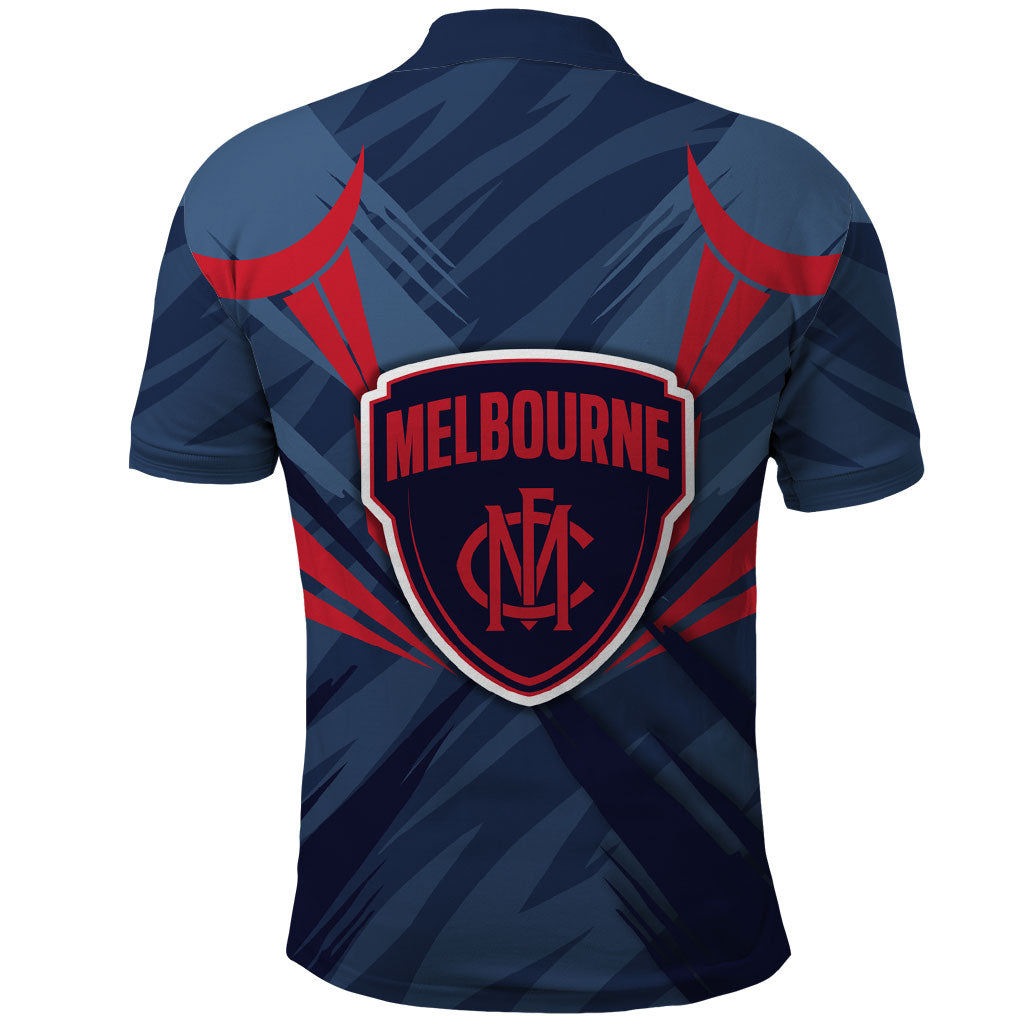 Melbourne Demons Australian Football Polo Shirt Fierce Devil Mascot - Bold Team Colors