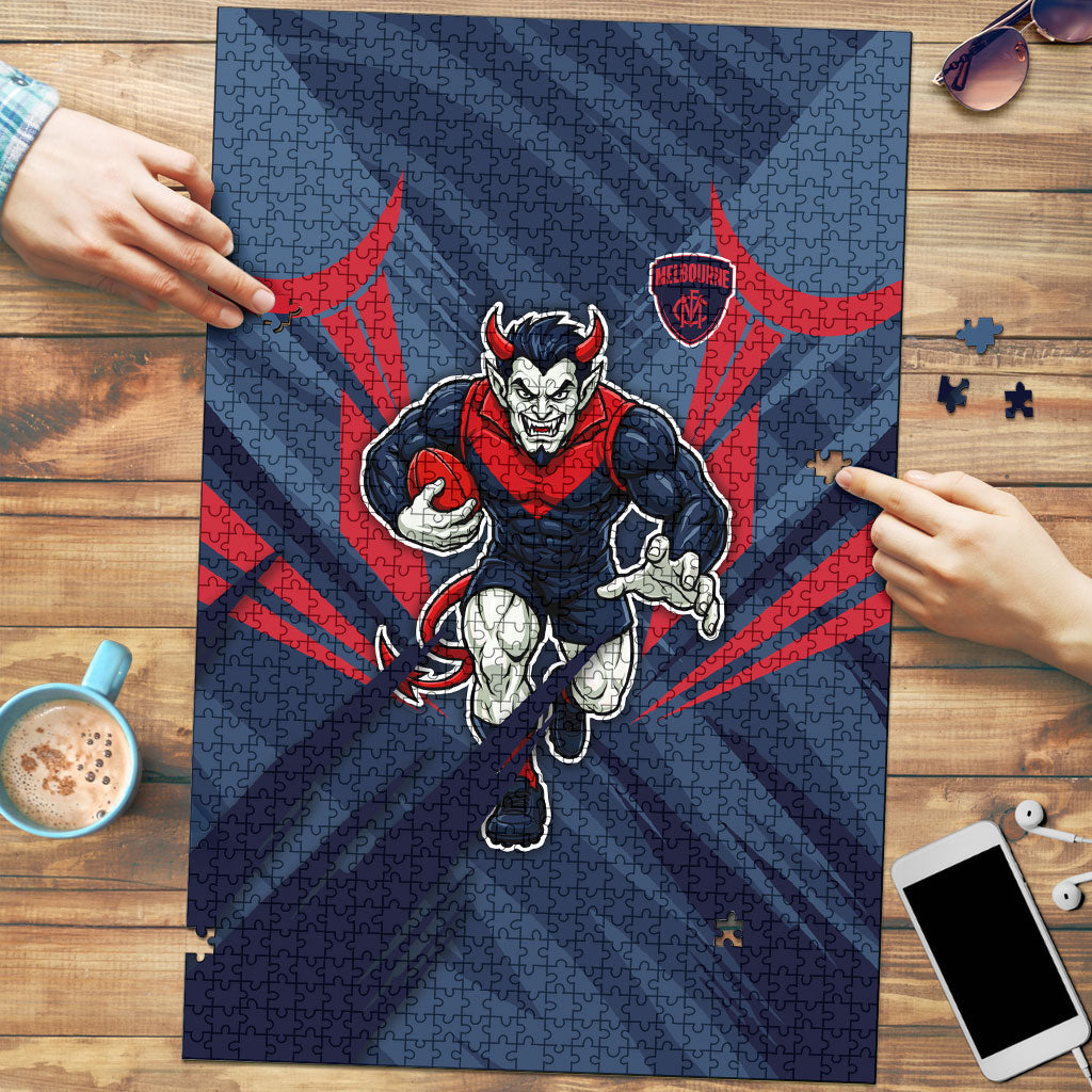 Melbourne Demons Australian Football Puzzle Fierce Devil Mascot - Bold Team Colors