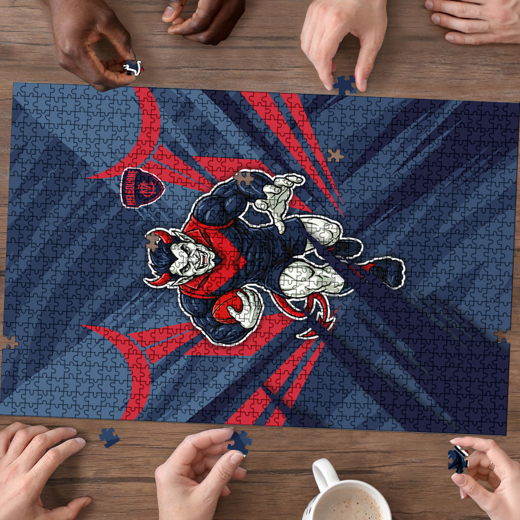 Melbourne Demons Australian Football Puzzle Fierce Devil Mascot - Bold Team Colors