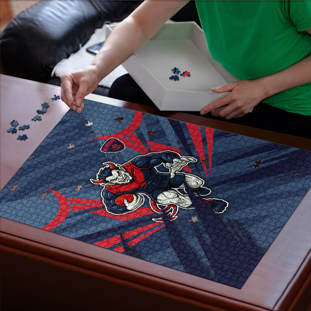 Melbourne Demons Australian Football Puzzle Fierce Devil Mascot - Bold Team Colors