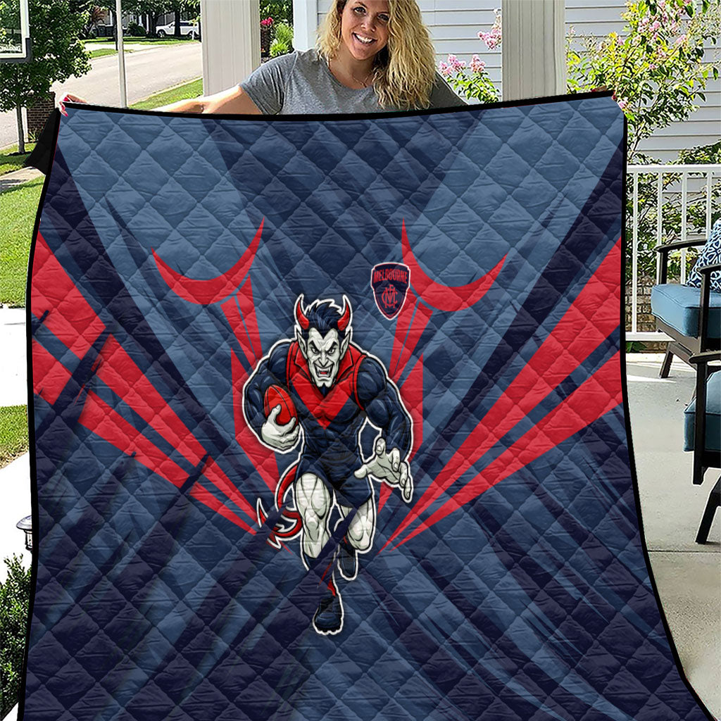 Melbourne Demons Australian Football Quilt Fierce Devil Mascot - Bold Team Colors