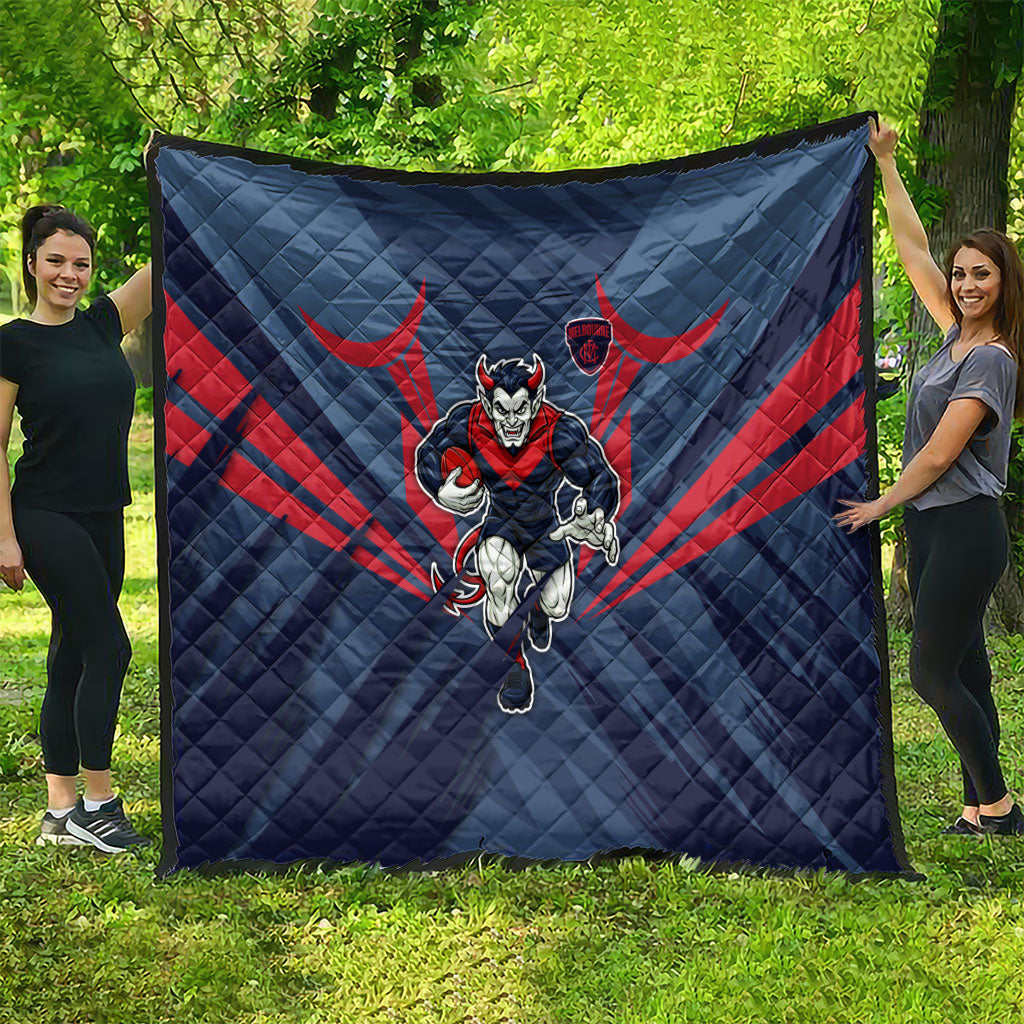 Melbourne Demons Australian Football Quilt Fierce Devil Mascot - Bold Team Colors