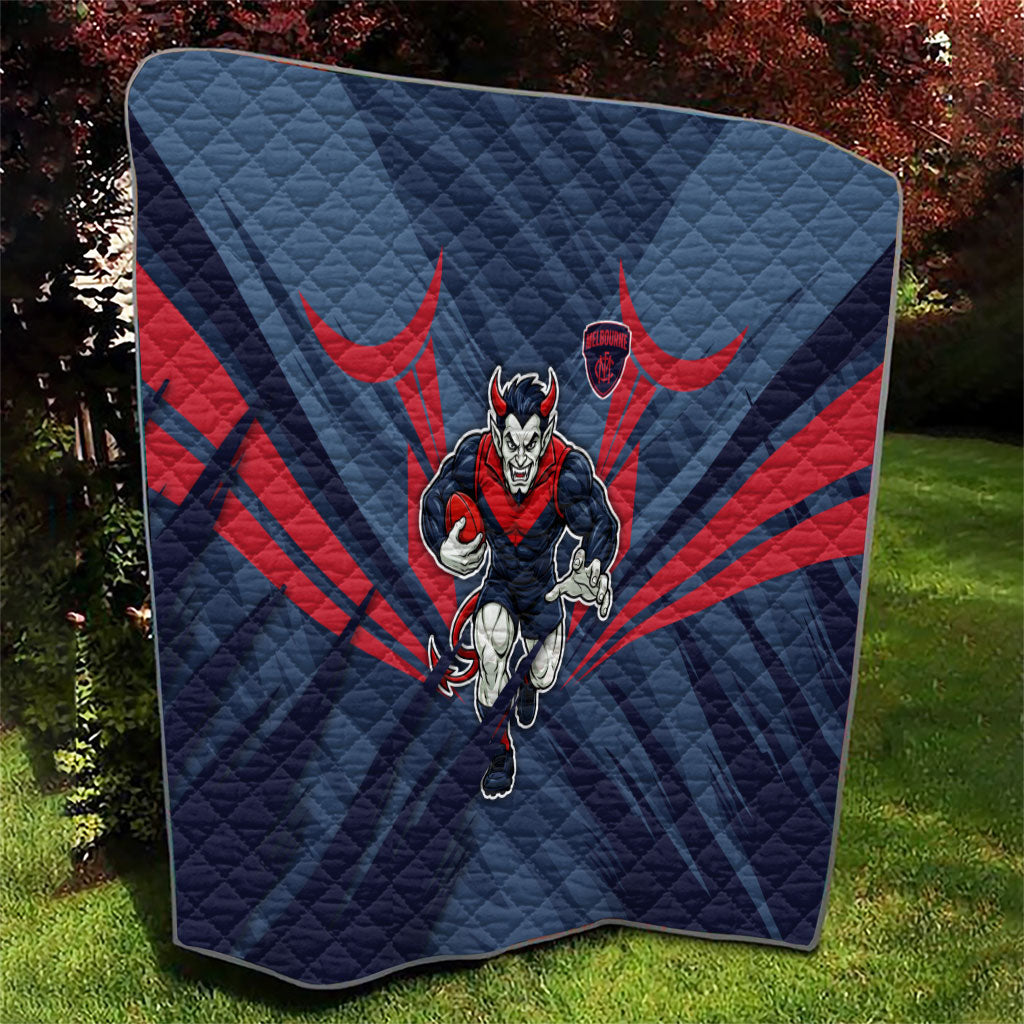Melbourne Demons Australian Football Quilt Fierce Devil Mascot - Bold Team Colors