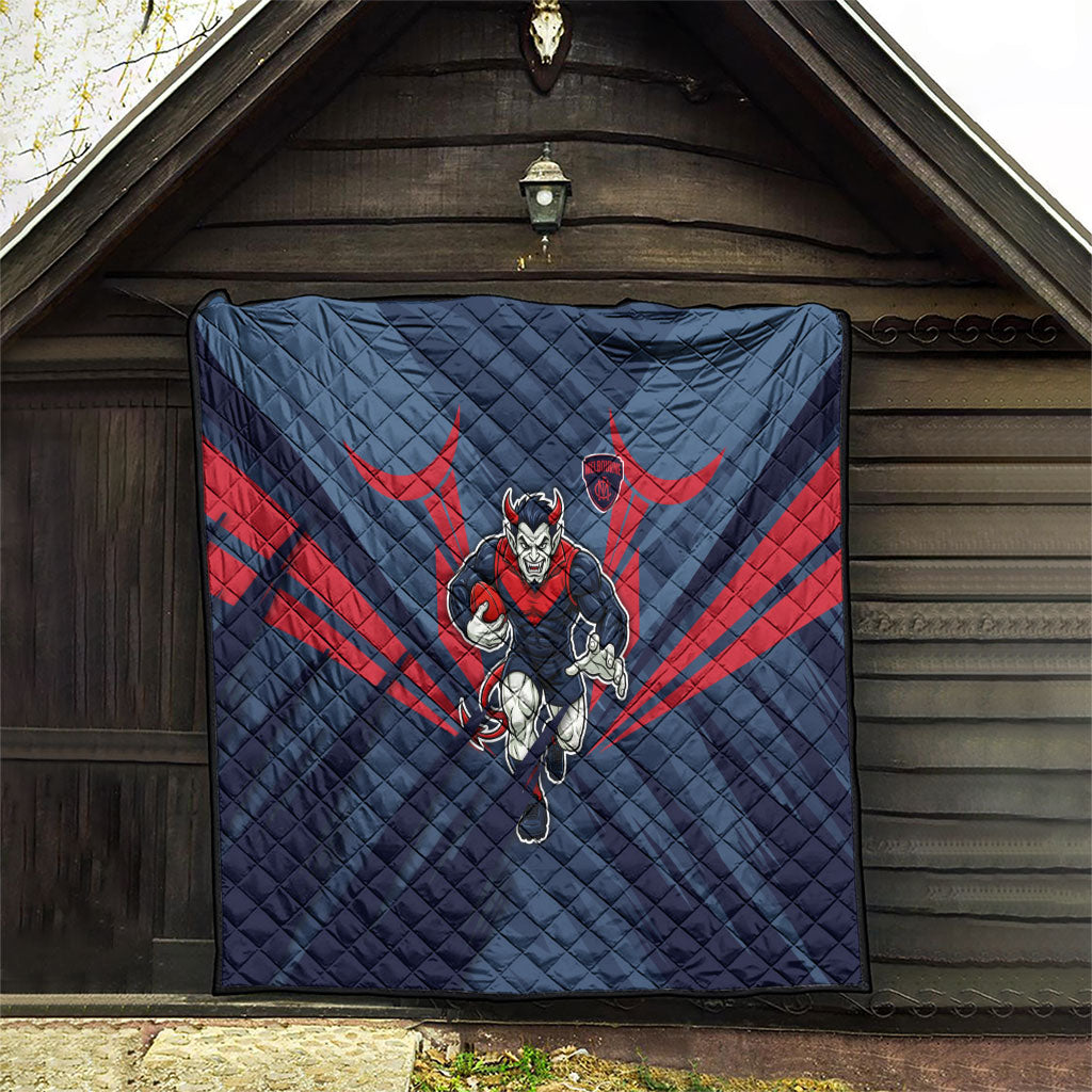 Melbourne Demons Australian Football Quilt Fierce Devil Mascot - Bold Team Colors
