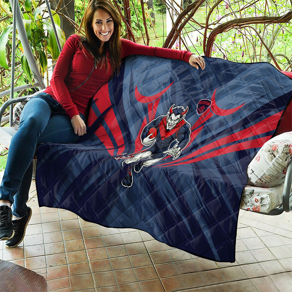 Melbourne Demons Australian Football Quilt Fierce Devil Mascot - Bold Team Colors