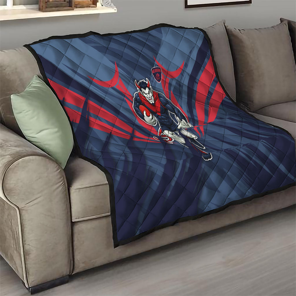 Melbourne Demons Australian Football Quilt Fierce Devil Mascot - Bold Team Colors