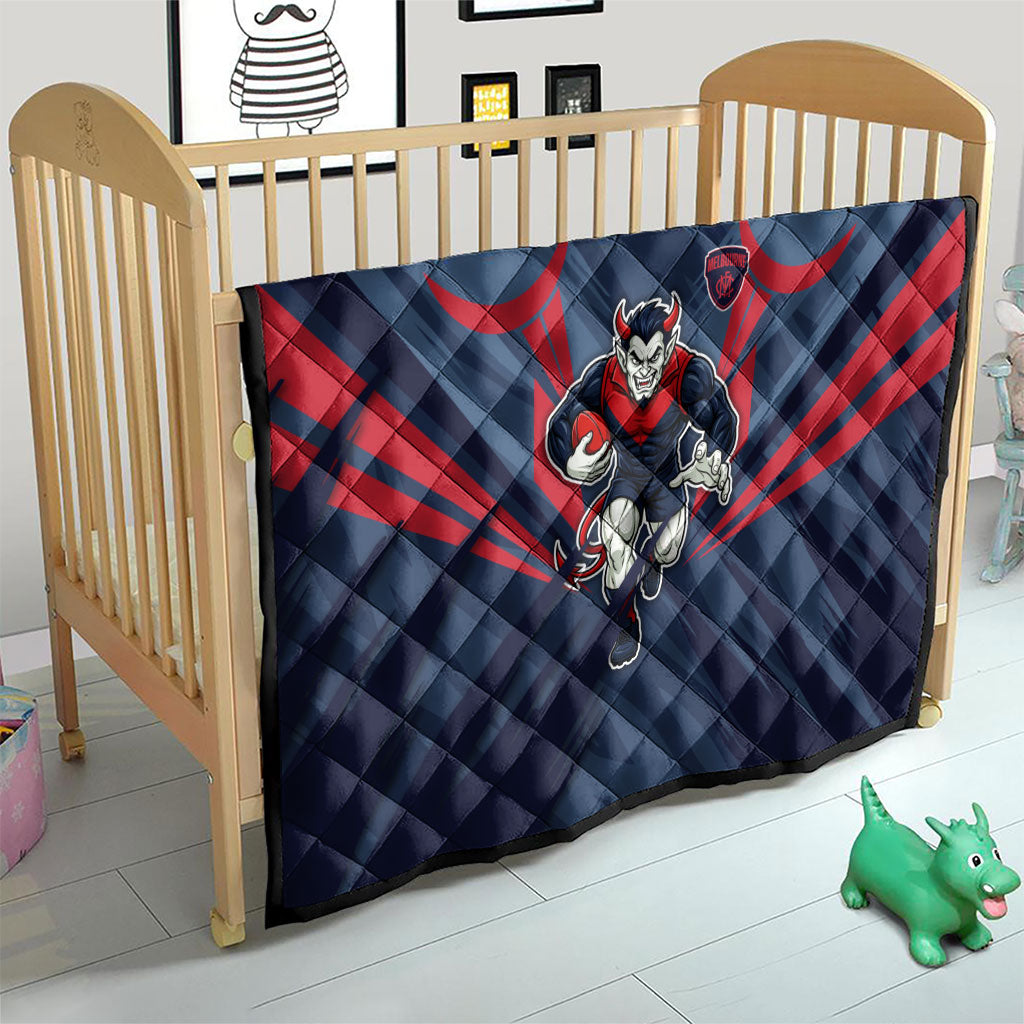 Melbourne Demons Australian Football Quilt Fierce Devil Mascot - Bold Team Colors