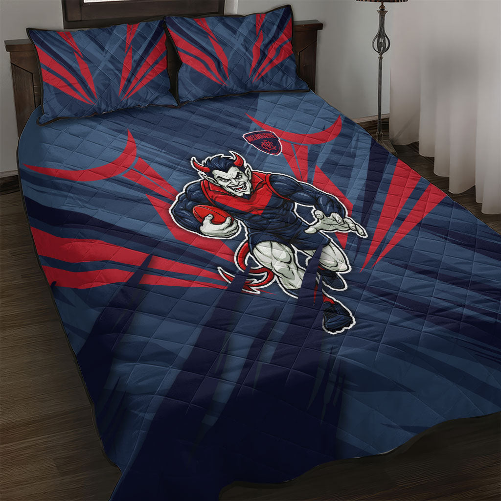 Melbourne Demons Australian Football Quilt Bed Set Fierce Devil Mascot - Bold Team Colors