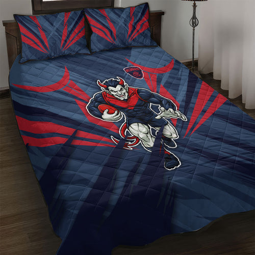 Melbourne Demons Australian Football Quilt Bed Set Fierce Devil Mascot - Bold Team Colors