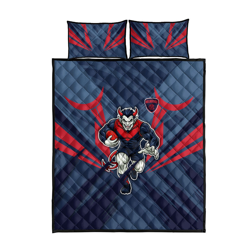Melbourne Demons Australian Football Quilt Bed Set Fierce Devil Mascot - Bold Team Colors