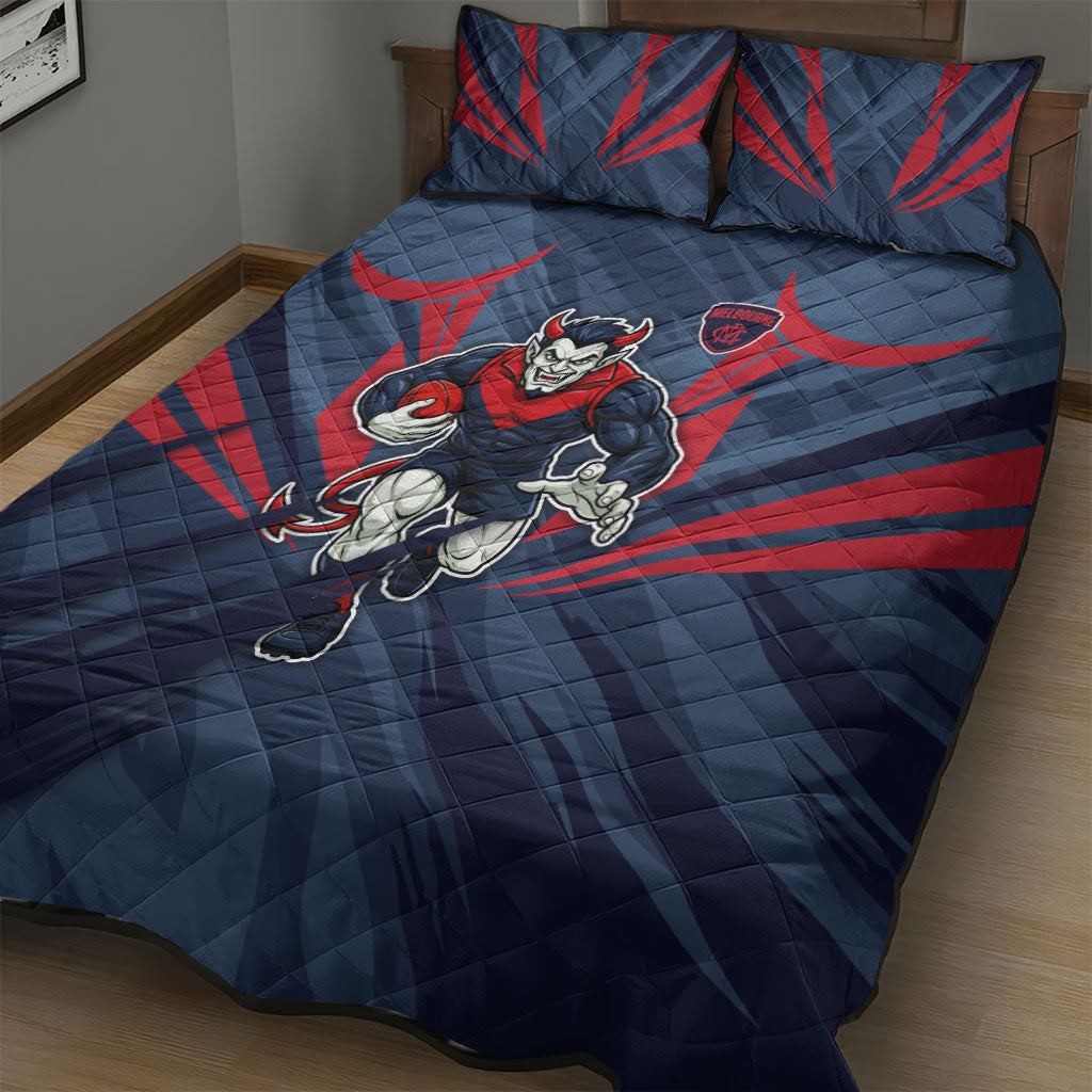 Melbourne Demons Australian Football Quilt Bed Set Fierce Devil Mascot - Bold Team Colors