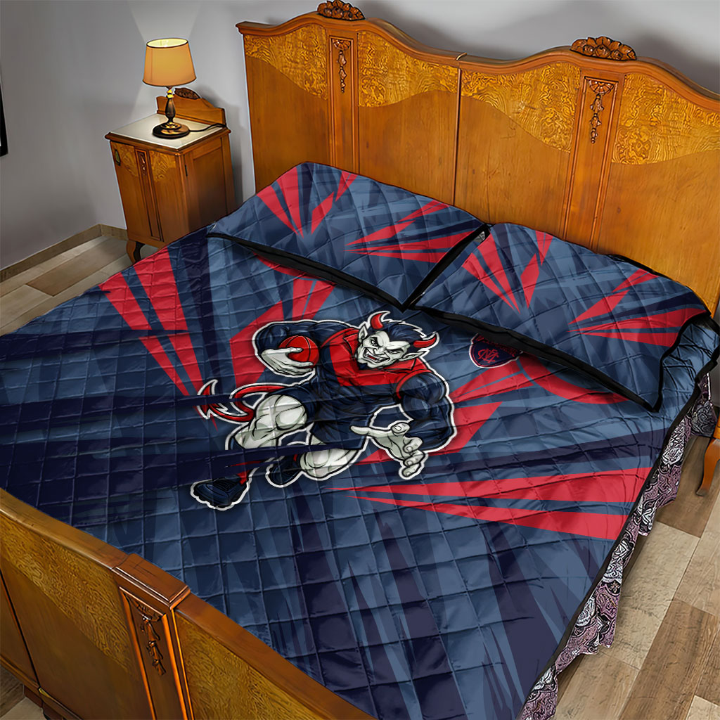 Melbourne Demons Australian Football Quilt Bed Set Fierce Devil Mascot - Bold Team Colors