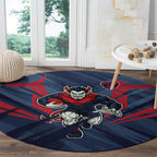 Melbourne Demons Australian Football Round Carpet Fierce Devil Mascot - Bold Team Colors