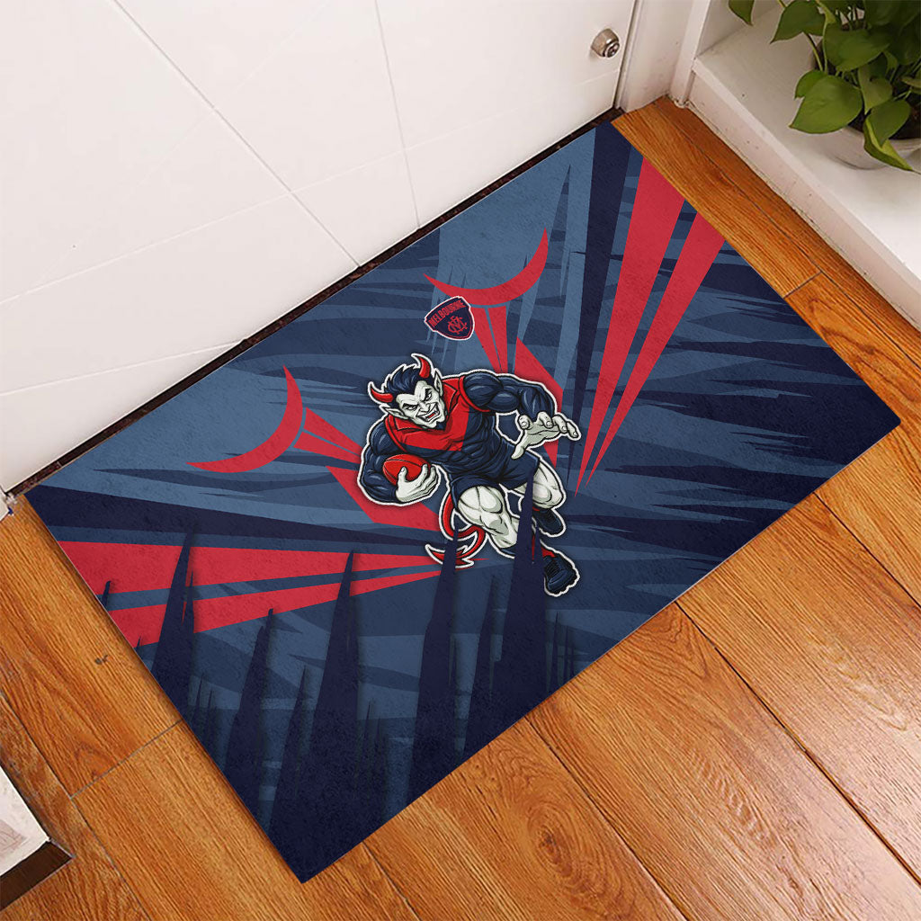Melbourne Demons Australian Football Rubber Doormat Fierce Devil Mascot - Bold Team Colors