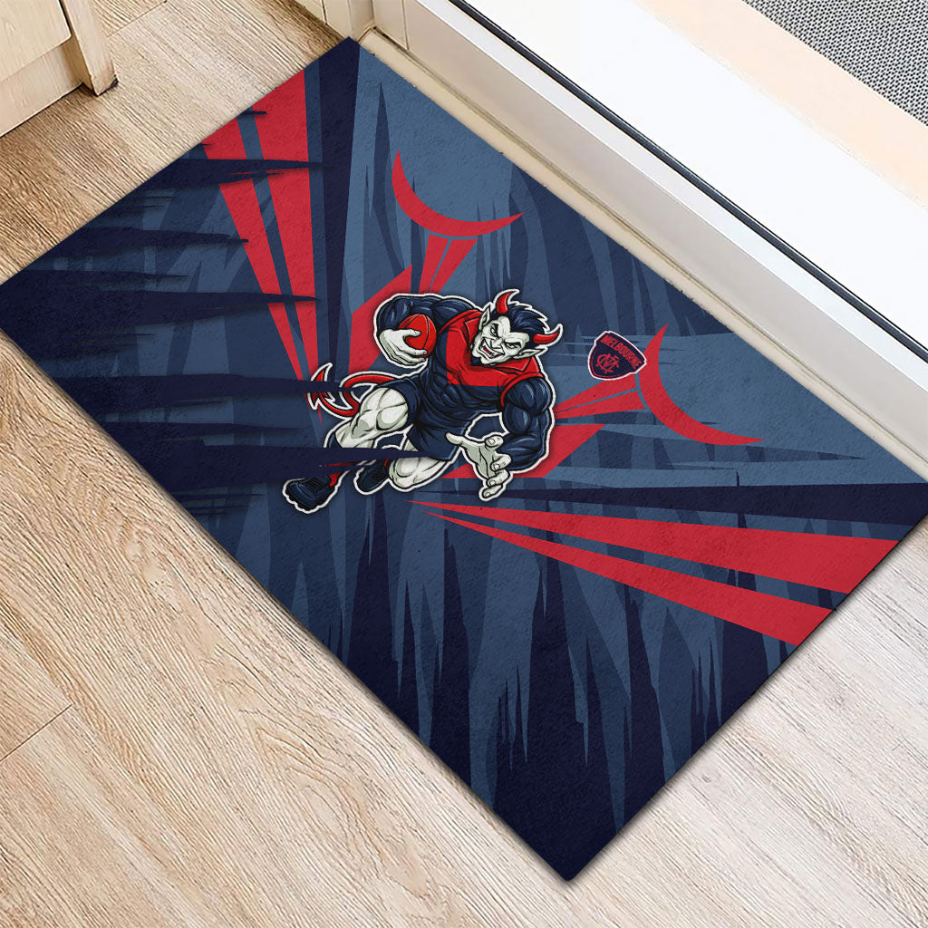 Melbourne Demons Australian Football Rubber Doormat Fierce Devil Mascot - Bold Team Colors