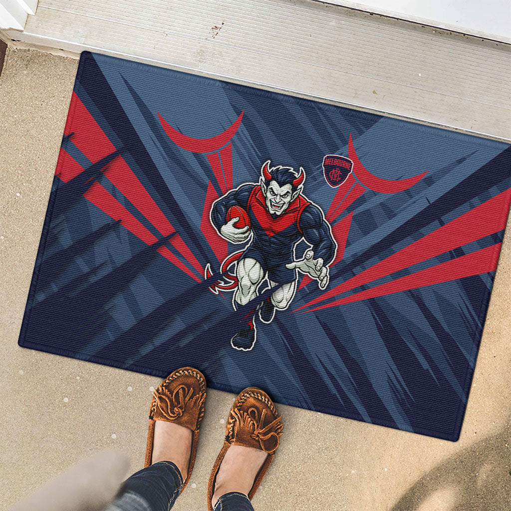 Melbourne Demons Australian Football Rubber Doormat Fierce Devil Mascot - Bold Team Colors