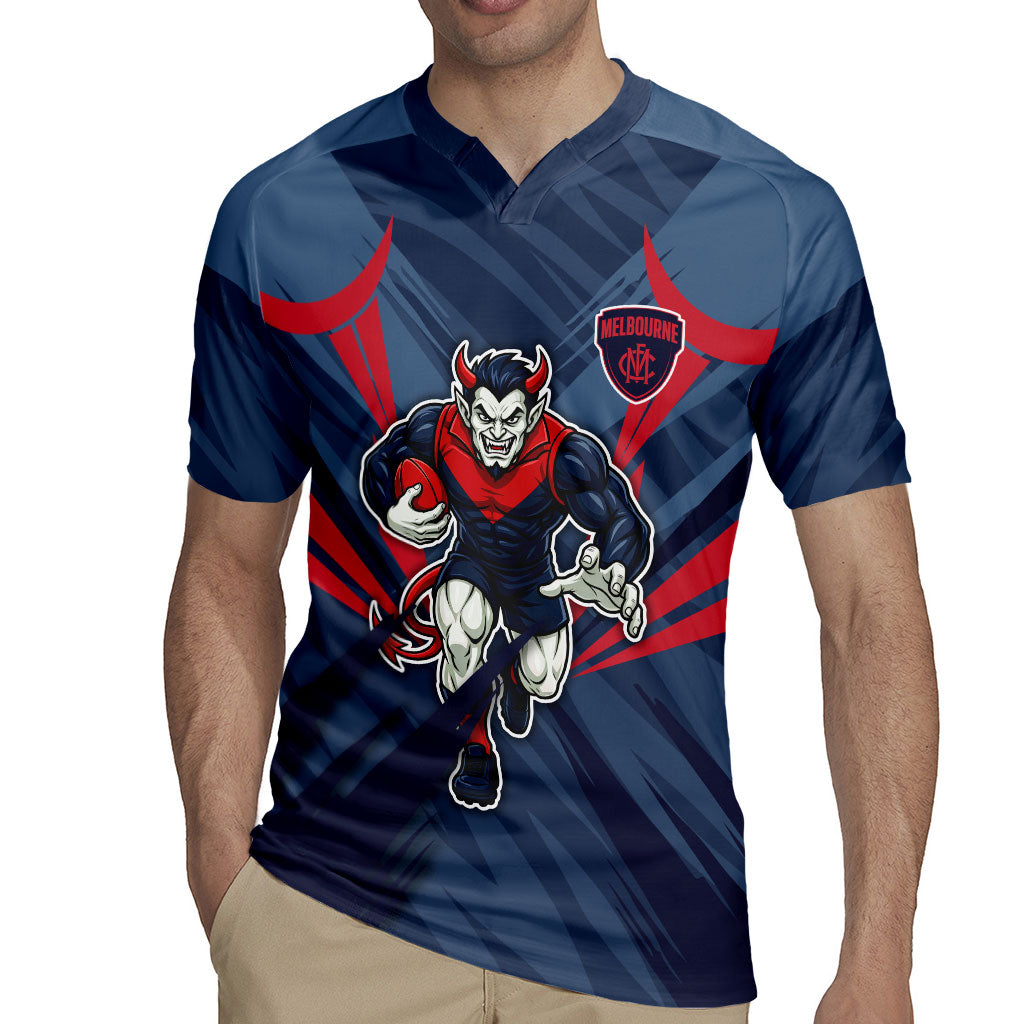 Melbourne Demons Australian Football Rugby Jersey Fierce Devil Mascot - Bold Team Colors