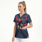 Melbourne Demons Australian Football Scrub Top Fierce Devil Mascot - Bold Team Colors