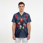Melbourne Demons Australian Football Scrub Top Fierce Devil Mascot - Bold Team Colors