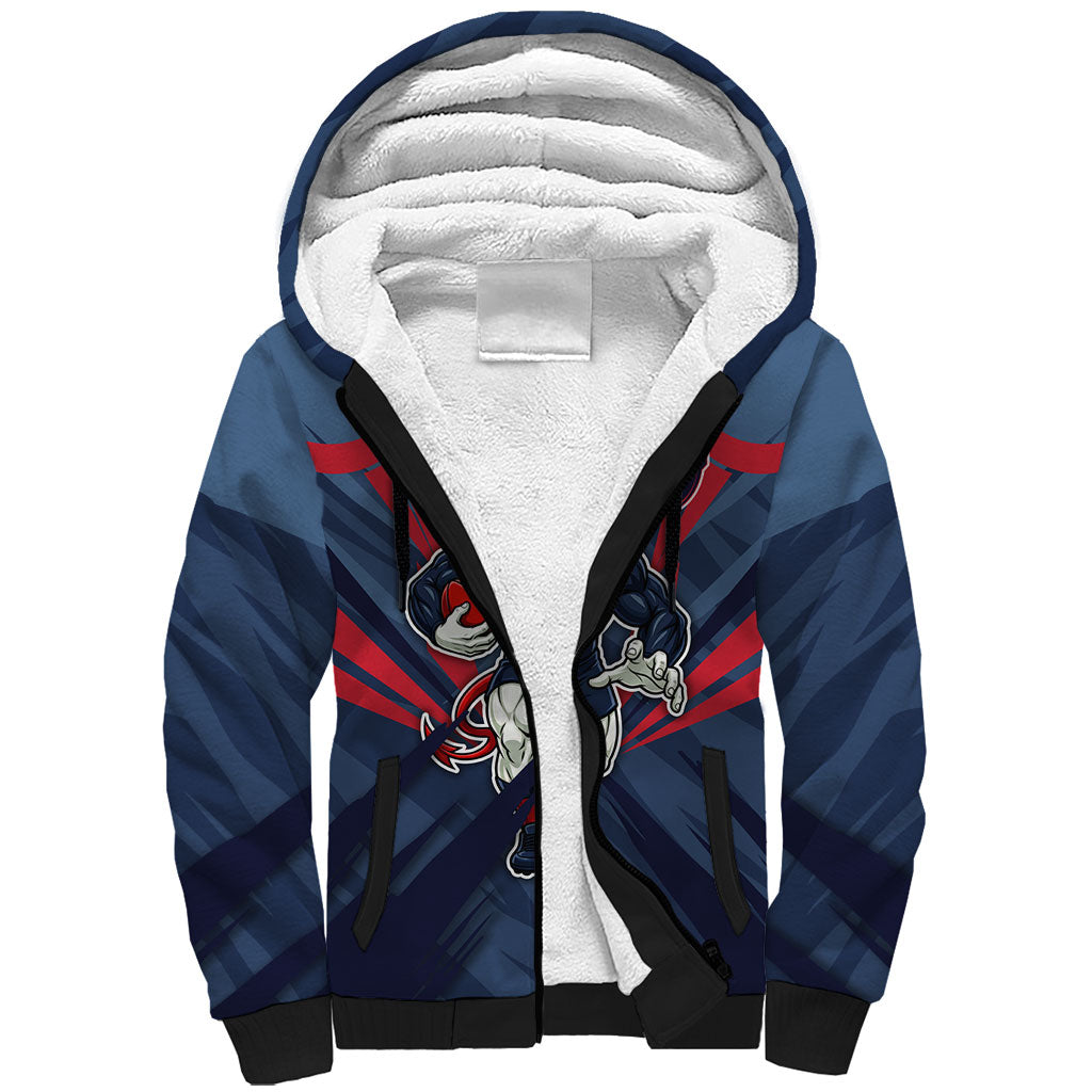 Melbourne Demons Australian Football Sherpa Hoodie Fierce Devil Mascot - Bold Team Colors