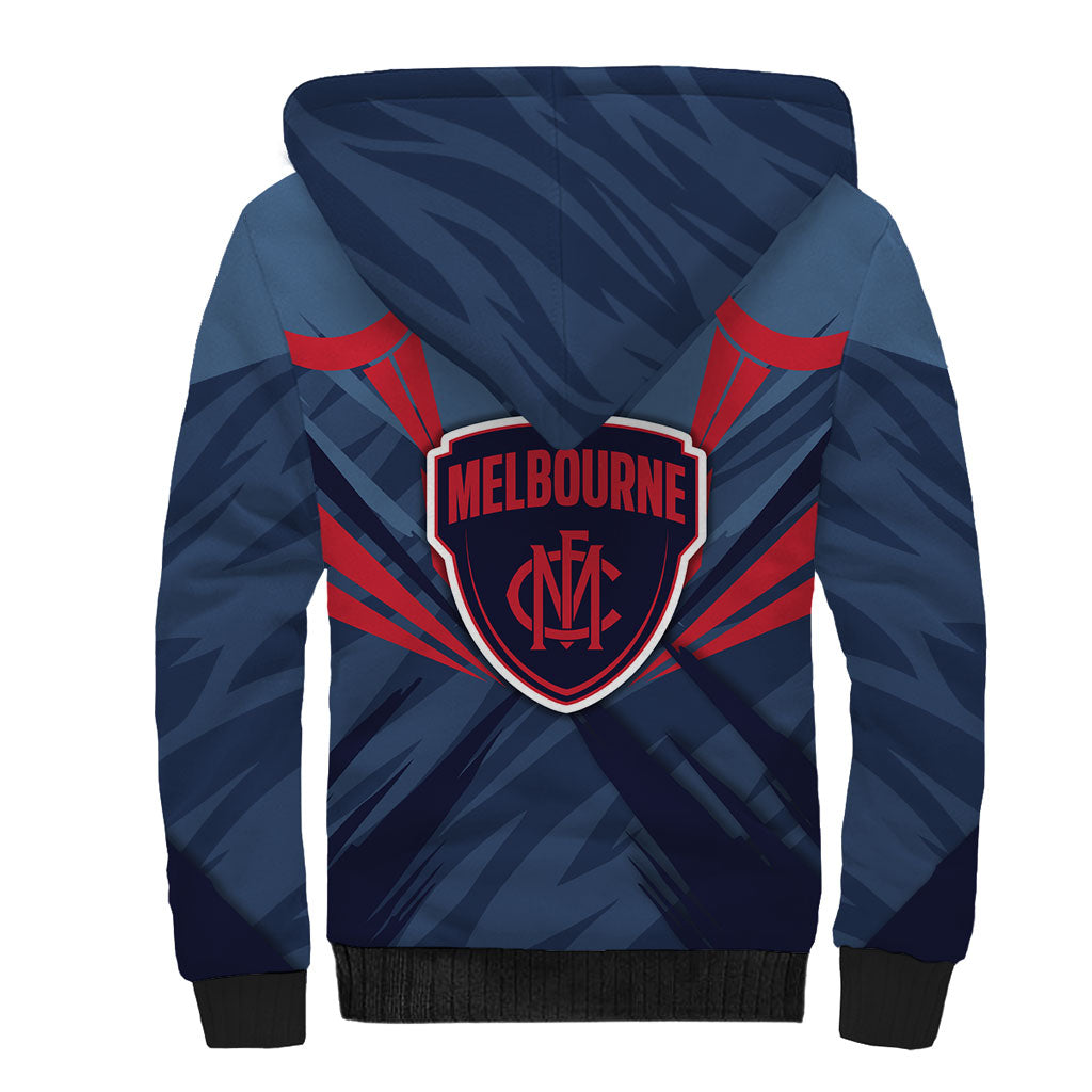 Melbourne Demons Australian Football Sherpa Hoodie Fierce Devil Mascot - Bold Team Colors