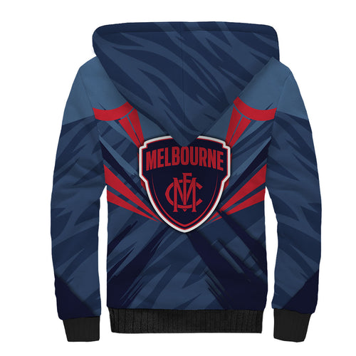 Melbourne Demons Australian Football Sherpa Hoodie Fierce Devil Mascot - Bold Team Colors