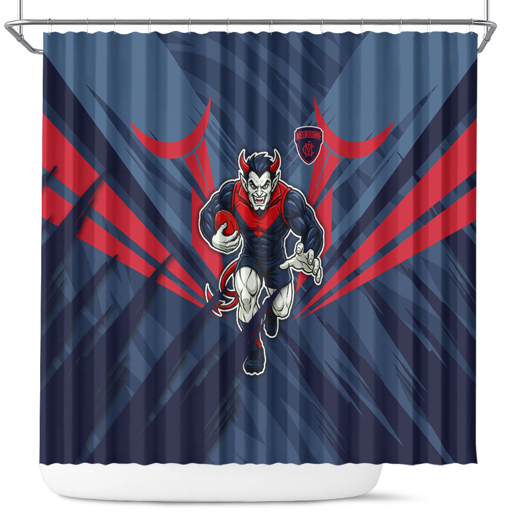 Melbourne Demons Australian Football Shower Curtain Fierce Devil Mascot - Bold Team Colors