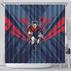 Melbourne Demons Australian Football Shower Curtain Fierce Devil Mascot - Bold Team Colors