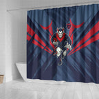 Melbourne Demons Australian Football Shower Curtain Fierce Devil Mascot - Bold Team Colors