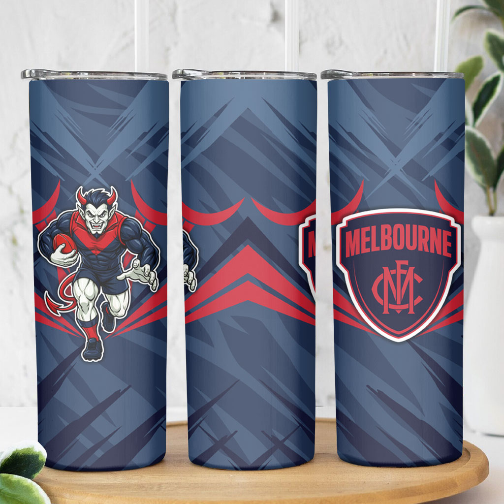 Melbourne Demons Australian Football Skinny Tumbler Fierce Devil Mascot - Bold Team Colors