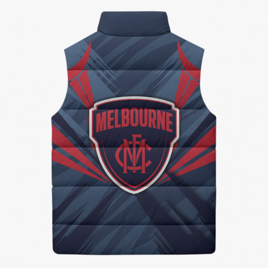 Melbourne Demons Australian Football Sleeveless Puffer Jacket Fierce Devil Mascot - Bold Team Colors
