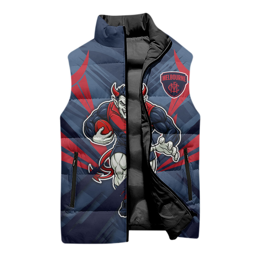 Melbourne Demons Australian Football Sleeveless Puffer Jacket Fierce Devil Mascot - Bold Team Colors