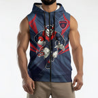 Melbourne Demons Australian Football Sleeveless Zip Hoodie Fierce Devil Mascot - Bold Team Colors