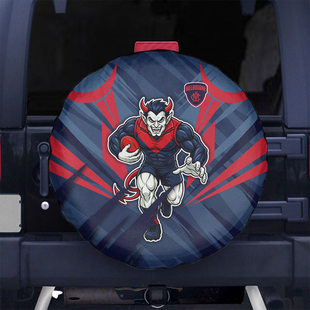 Melbourne Demons Australian Football Spare Tire Cover Fierce Devil Mascot - Bold Team Colors