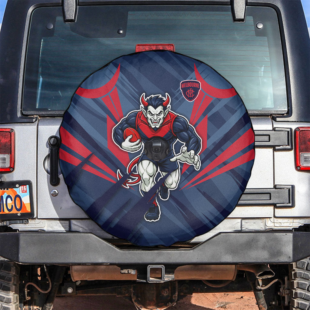 Melbourne Demons Australian Football Spare Tire Cover Fierce Devil Mascot - Bold Team Colors