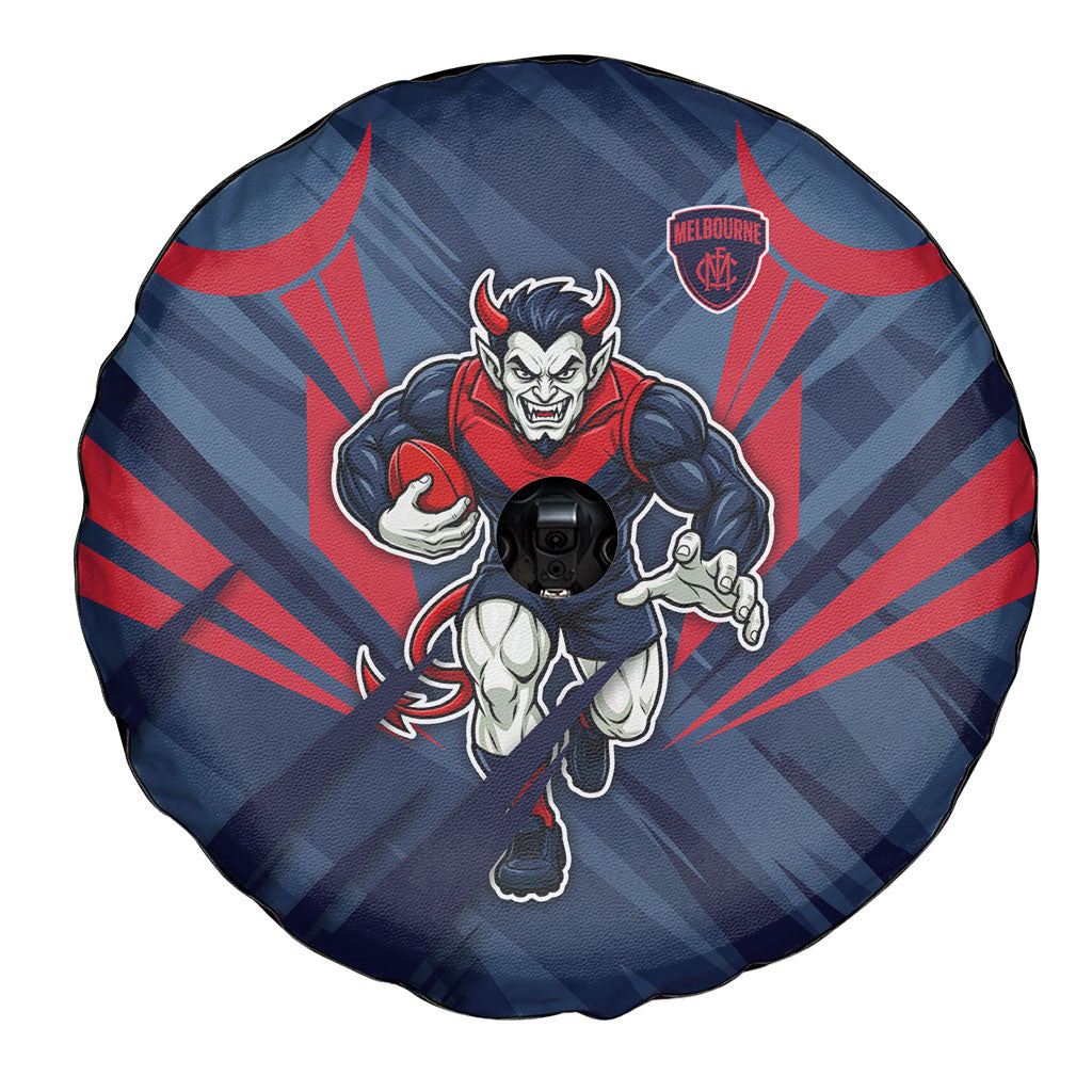 Melbourne Demons Australian Football Spare Tire Cover Fierce Devil Mascot - Bold Team Colors