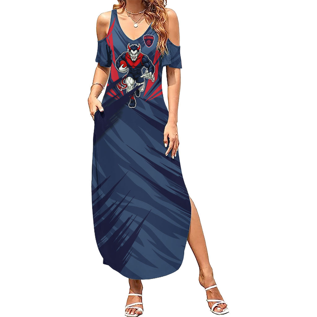 Melbourne Demons Australian Football Summer Maxi Dress Fierce Devil Mascot - Bold Team Colors